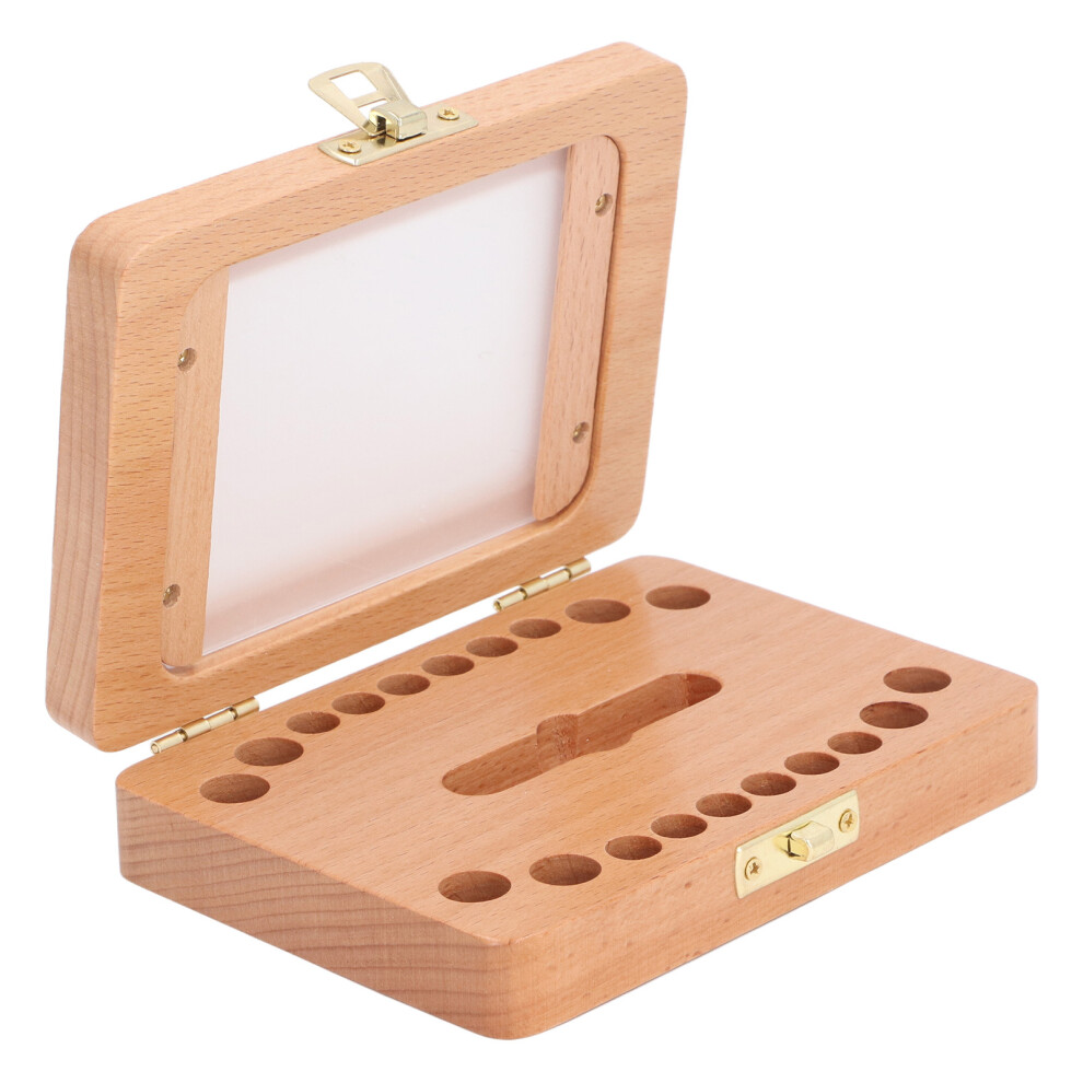 Baby Tooth Souvenir Box Wood First Teeth Keepsake Holder Fetal Hair Container Preserving Childhood Memories Box for Boys Girls