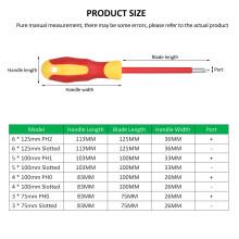 PENGGONG 9715 8PCS 500V Insulated Screwdriver Set, Magnetic Single-Head Insulated Screwdriver Set, 4 Phillips and 4 Slotted Screwdrivers, P