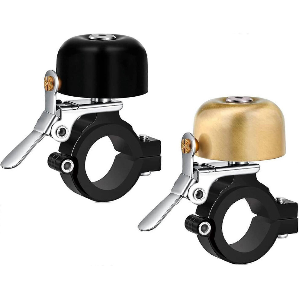 (As Show, One Size) Bike Bell Classic Brass Bicycle Bell- + Gold: Small Handlebar Tube 22.2 - 25.4Mm For Bike Ring Bell With Loud Sound Bells For Black/Gold