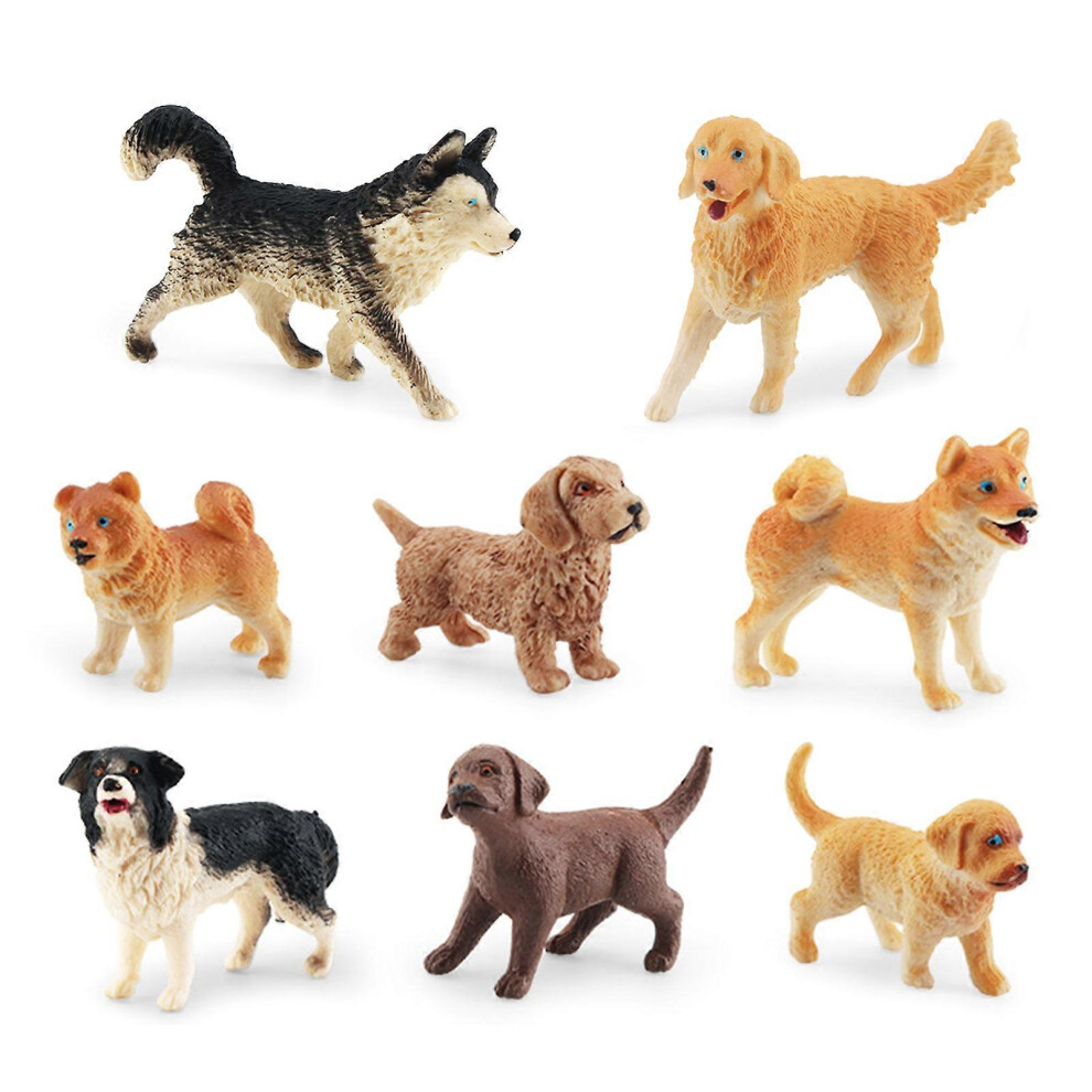 (As Show, One Size) 8Pcs Dog Figurines Playset Mini Detailed Plastic Puppy Figures Cake Toppers Birthday Gift For Kids 3081097261700