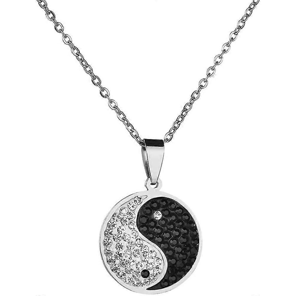 (As show, One size) Yin Yang Halskette Chirurgische Edelstahl Chinesisch Taiji Bagua Schmuck mit Diamant Acht Diagramme