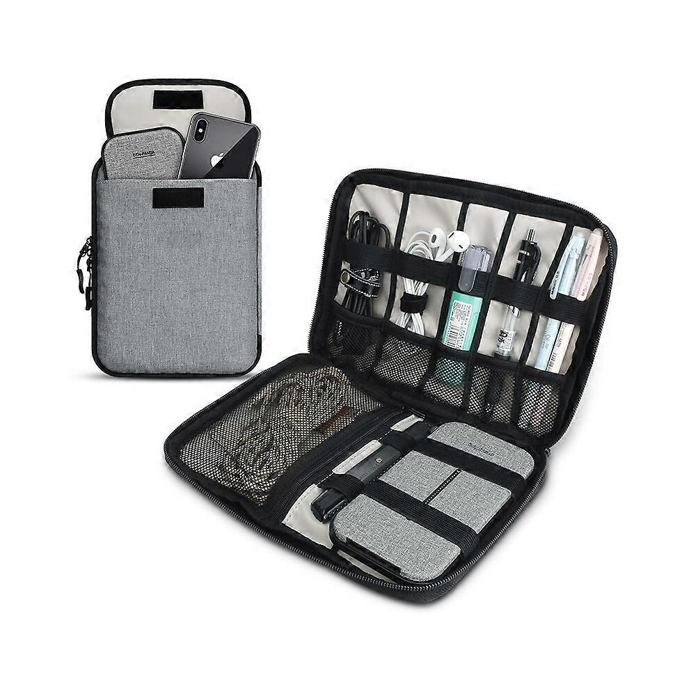 (As show, One size) Multifunctional Electronics Bag Waterproof Portable Cable Bag for Tablet, External Hard Drive, Charger, Cables, Stuff, Adapters, M