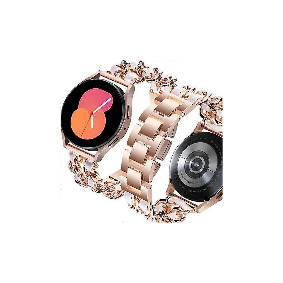 (As show, One size) Compatible for Samsung Galaxy Watch 4 strap 40mm 44mm, 20mm strap for Galaxy Watch Active 2 strap 40mm 44mm, for garmin vivoactive 3 strap, Rose gold