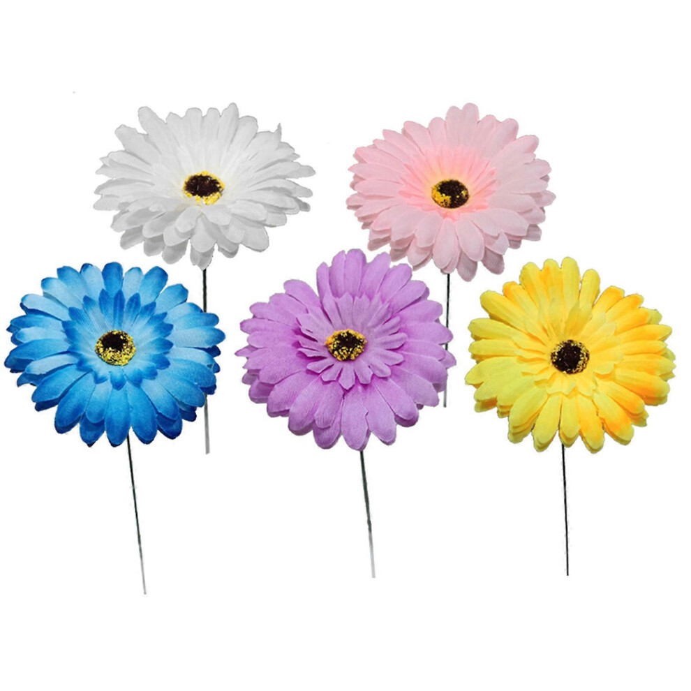 (As Show, One Size) 5Pcs Simulation Africa Chrysanthemum Garden Stake Decorative Sign Ornaments Art Crafts For Yard Lawn Home Decorations 3081097261069