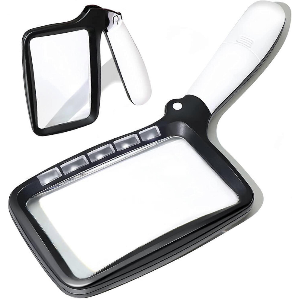 (As show, One size) Rectangular Reading Magnifier with 5 LED Lights, 2 Intensity Modes and 2x Magnification for Elderly or Poor Eyesight,Reading Inspection Hobby Craft Wa