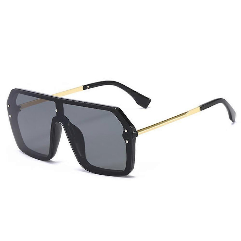 (As show, One size) Classic Siamese One Piece Sunglasses-Black-Nice Rimless Stylish Retro Design for Women Men