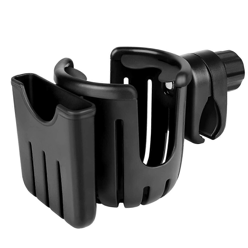 (As show, One size) Cup Holder with Phone Holder, Bike Cup Holder,Black, 2-in-1 Universal Cup Phone Drinks Holder for Stroller Walker Wheelchair