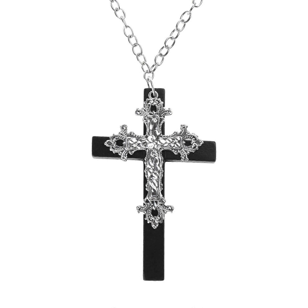 (White, One Size) Wooden Cross Pendant Necklace Punk Choker Necklace Hip Hop Clavicle Chain Necklace Gothic Jewelry For Egirl Eboy Black 8052607461496