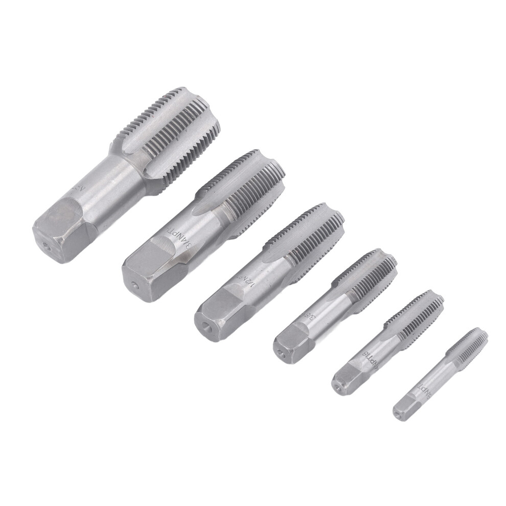6Pcs Pipe Tap Npt 1In 3/4In 1/2In 3/8In 1/4In 1/8In Carbon Steel Thread Tapping Tool Kit For Pvc Pipe 8321314397238