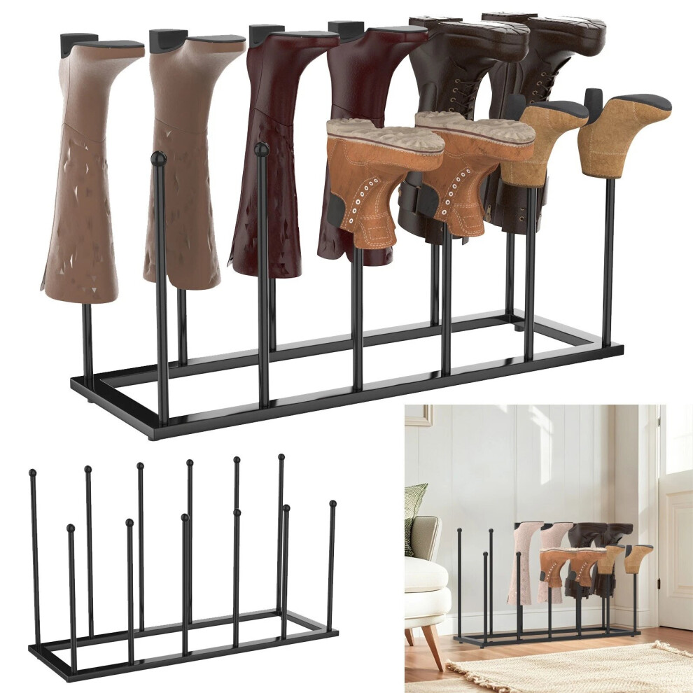 Heavy Duty Boot Rack for Patio - Free Standing 6 Pair Shoe Organiser, Rust-Proof Steel for Outdoor/Garage/Hallway