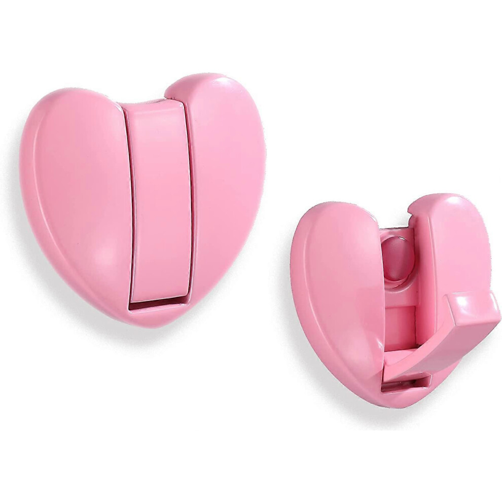 (As show, One size) Folding Hideaway Coat Hooks - (Heart * 2Pack, Pink) Space Aluminum Love Heart Shape Heavy Duty Wall Hooks - Retractable Hooks for
