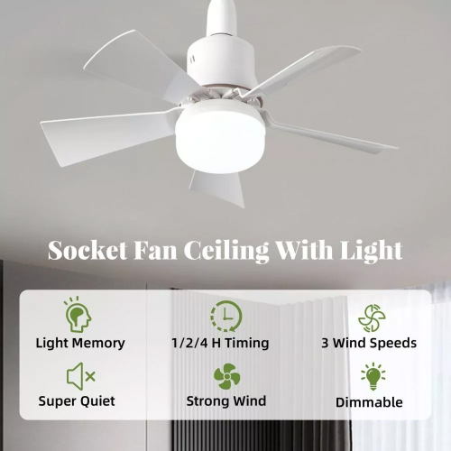 Modern Dimmable E27 LED Ceiling Fan Light Bedroom Chandelier Lamp Remote Control 1