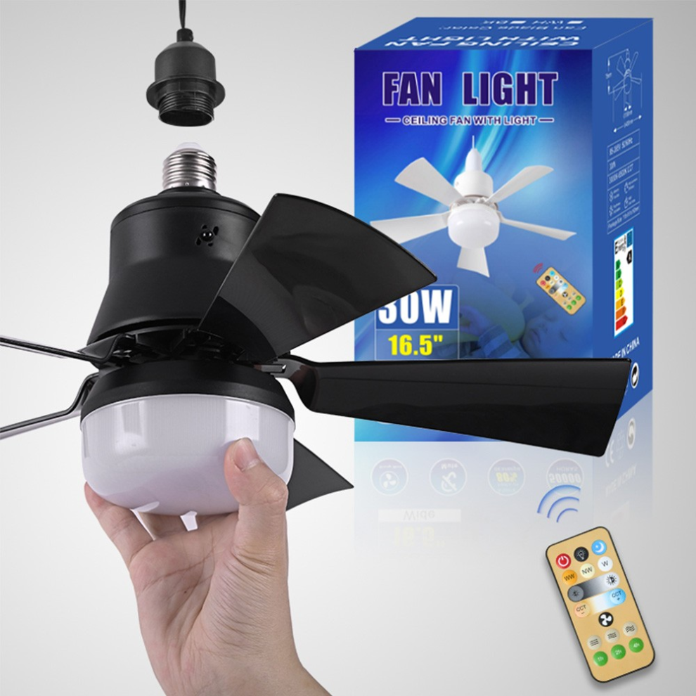 Modern Dimmable E27 Led Ceiling Fan Bedroom Chandelier Lamp Remote Control Light