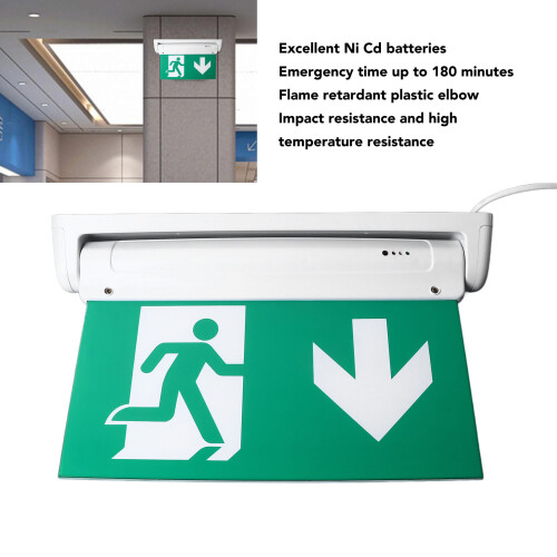 Exit Sign LED Battery Powered Emergency Safety Facilities Acrylic ABS Green AC85‑265V 2