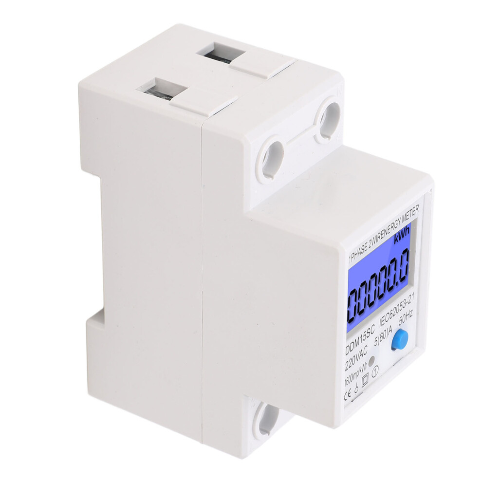 Lcd Digital Energy Meter Single Phase 2P Electricity Usage Monitor Din Rail Electric Tester 5A 220Vac 4921314413606