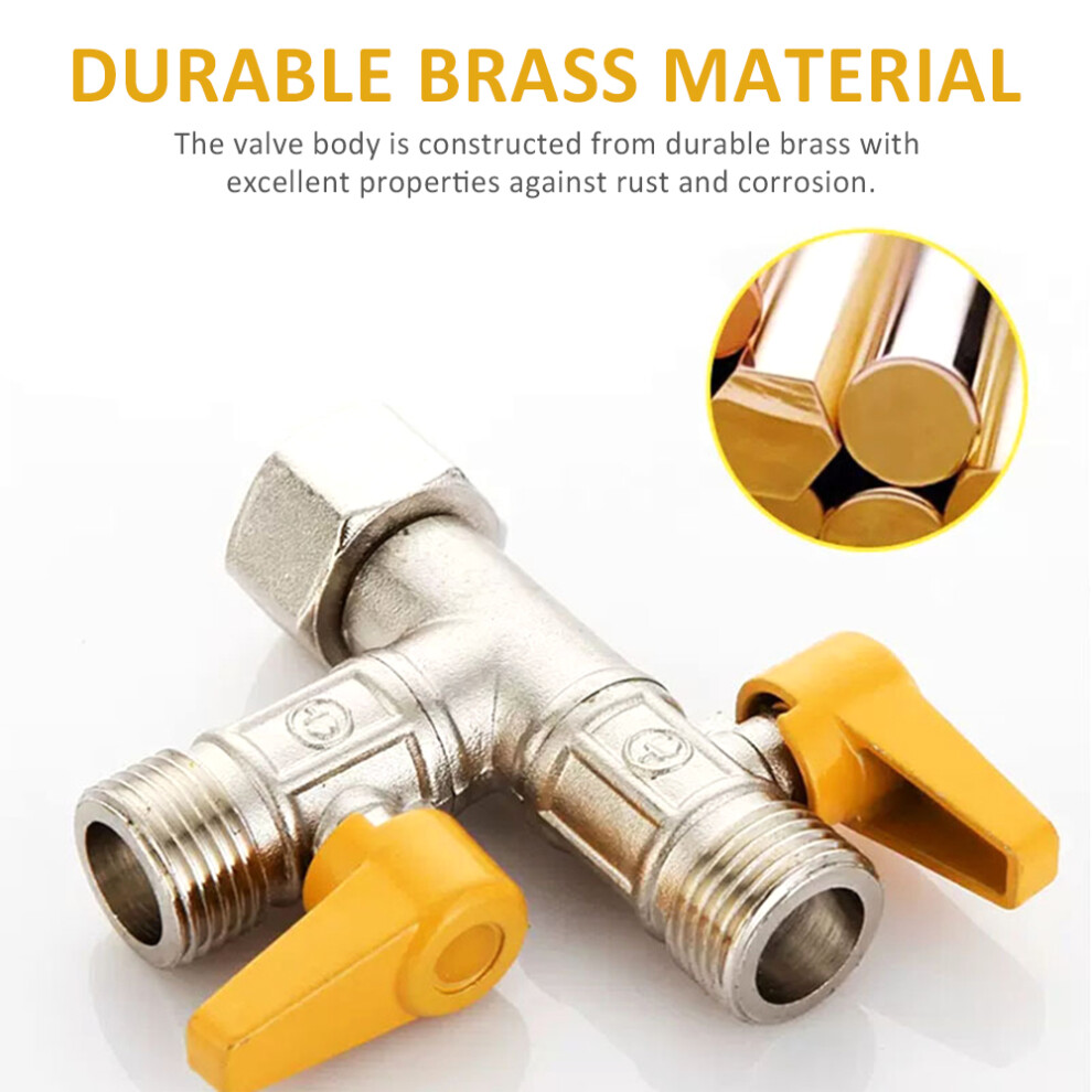 Brass Shower Arm Diverter Valve, G1/2'' Shower Diverter Valve Rv 3-Way By-Pass Valve Replacement, Universal T-Adapter Valve For Bathroom, T 4151314415458