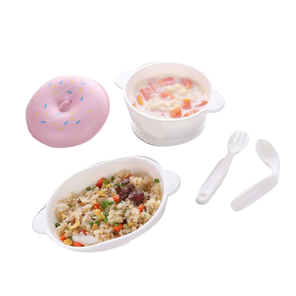 Kids Tableware Set Multifunctional Cute Cartoon Food Dish Bowl Spoon Fork Set for Toddler
