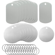 Pack of 20 Blank Stainless Steel Tags - Blanks for Dog Tags, Dog Tags and Keyrings - Writeable and Customisable