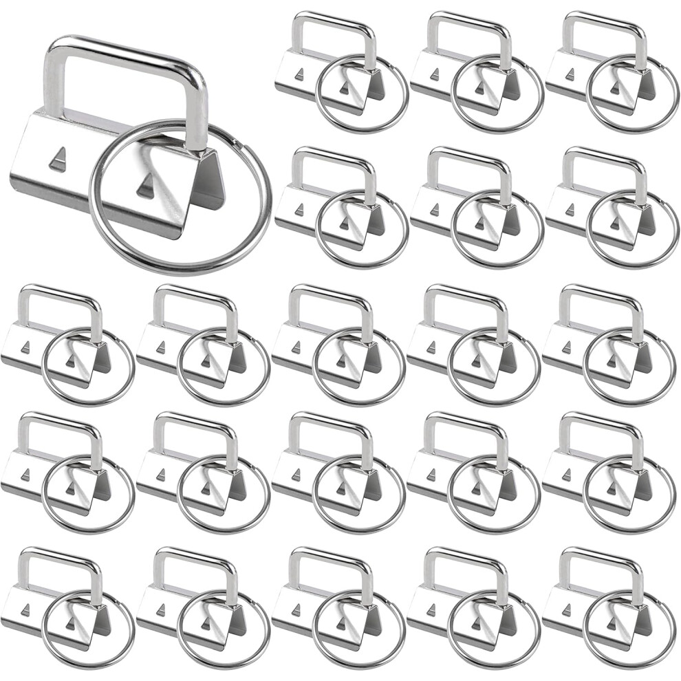 Pack Of 20 Key Ring Blanks 25 Mm Lanyard Hardware Clamp Clasp Pendant Bracelet Hardware With Key Ring For Diy Handmade Lanyard Fabric (Silve 6920702349990
