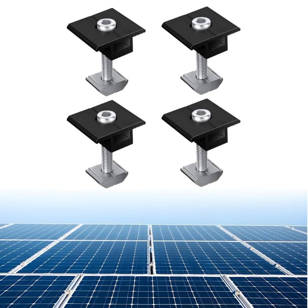 Centre Clamp 30 Mm, Pack Of 4 Adjustable Solar Panel Connectors, Aluminum Solar Module Holder For Photovoltaic Mounting, Robust Pv Module Cl 6920702350163