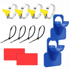 Pool hose holder (2 eyebrows), Universal holder for eyebrows 26-38mm diameter, Including premium hose clamps with wrinkle protection, Robust