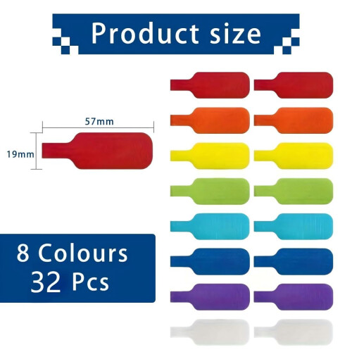32 eyebrows Cable labels Describable 8 colours (4 eyebrows each) with 4.5x2 cm 1