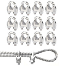 12 Stbrowsck Wire Rope Clamp M3 Stainless Steel - Suitable for 3mm steel rope, steel cable & wire fastening (fixation clamps, cable connect