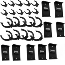 GSKQCRPR 30 Piece Kitchen Feet Clips Set - 40 mm & 27 mm Diameter + Universal Plate Holders (10 Pieces per Size) - Sturdy Brackets for Kitc