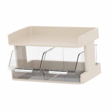 Tea Bag Organizer Office Bar Desktop Tea Bag Coffee Capsule Storage Rack Multilayer Countertop Organizer Cream White 2 Layer 30x17x16.5cm