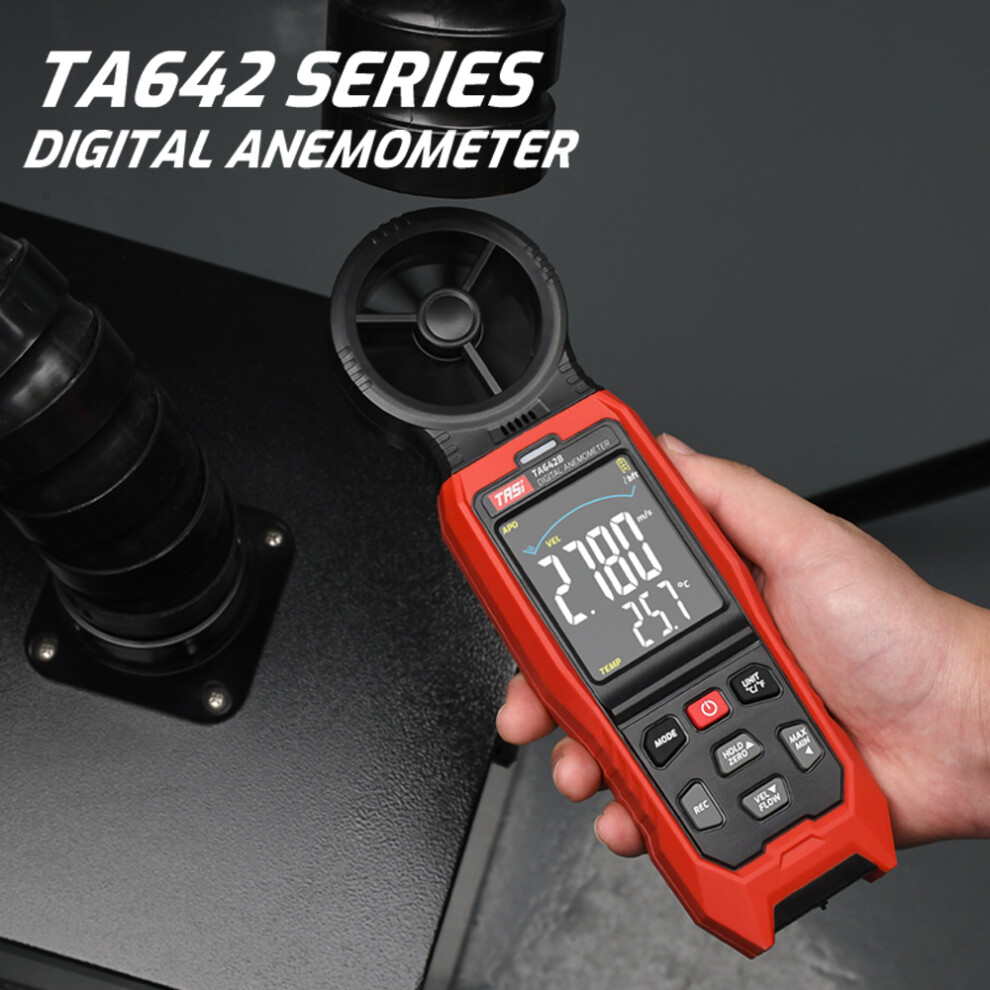 Tasi Ta642a Digital Anemometer Handheld Wind Speed Meter Measuring Air Flow Speed Wind Temperature Lcd Backlight Display 9461314445689