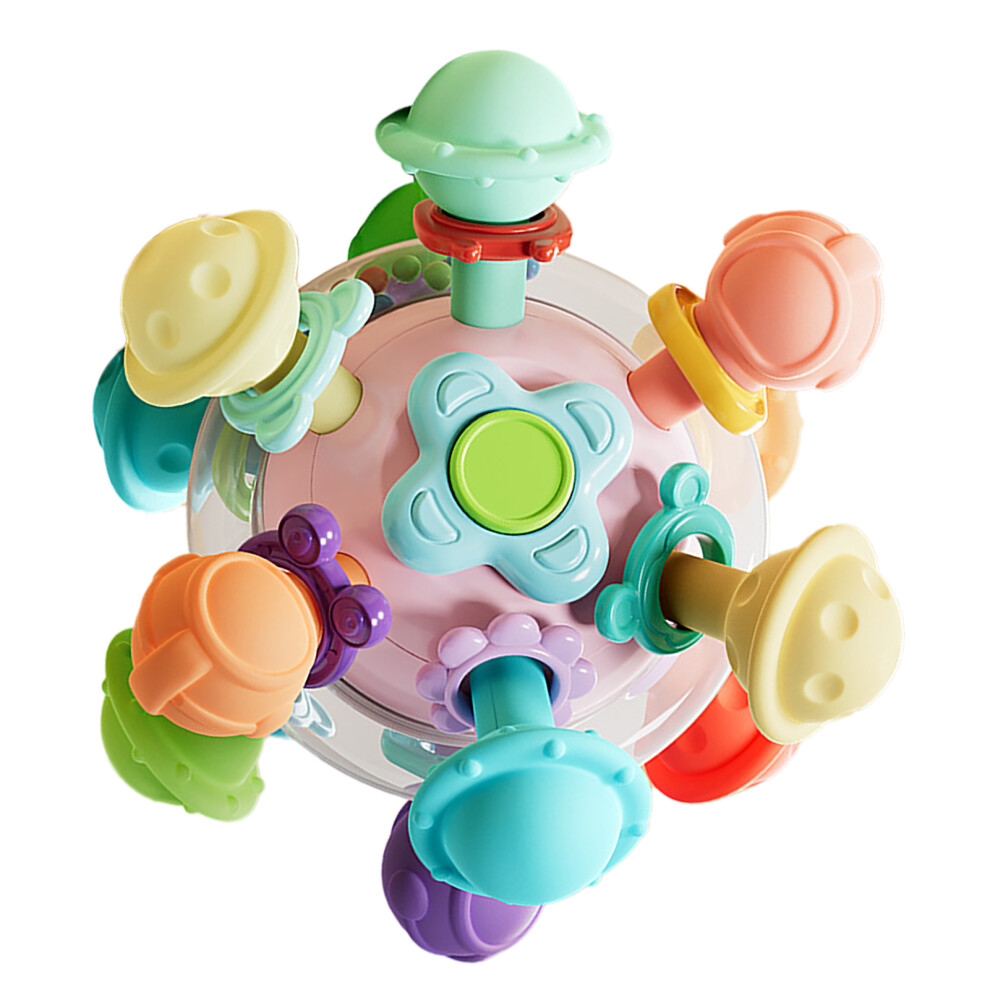 Baby Sensory Teether Toy Early Education Grip Training Developmental Ball Rattle Chew Toy For Infants 3 To 6 Months Pink