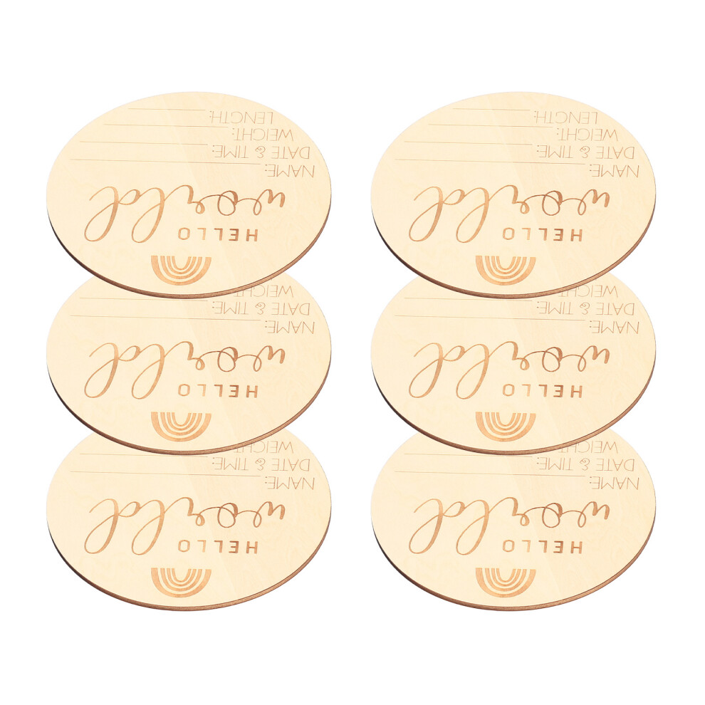 6PCS Wooden Milestone Cards Baby Growth Monthly Milestone Photo Cards with Hello World Sign for Baby Photos and First Year Milestones