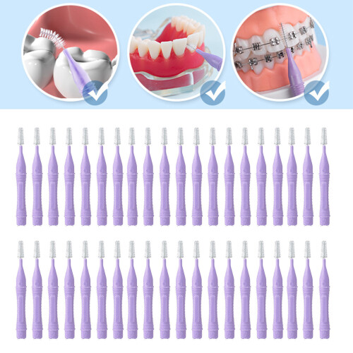 Purple Interdental Brushes 40pcs 1.2-1.5mm
