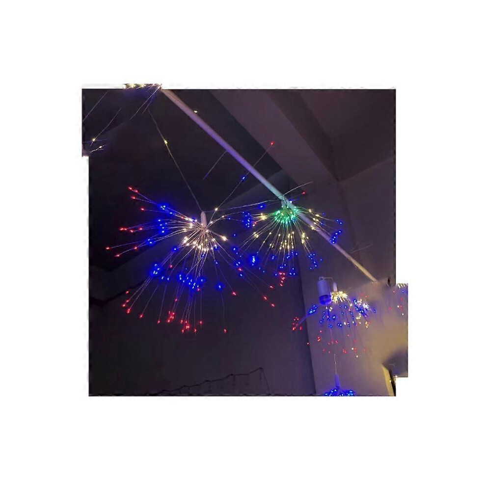 (As show, One size) 4pcs Fireworks dandelion copper wire lights led fairy lights outdoor waterproof garden christmas decoration lightsColor