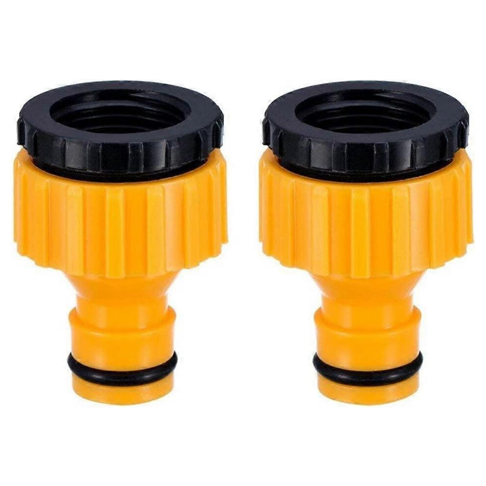 (As show, One size) Plastic 3/4'' and 1/2'' BSP 2in1 Hose Faucet Nose Threaded Flow Tap Connector Threaded Faucet Adapter 2 Pack