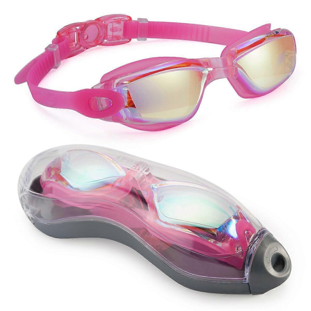 (As show, One size) Swimming Goggles for Swimming Pool HD Diving Goggles Adult Anti-fog Swimming Goggles with EarplugsPink
