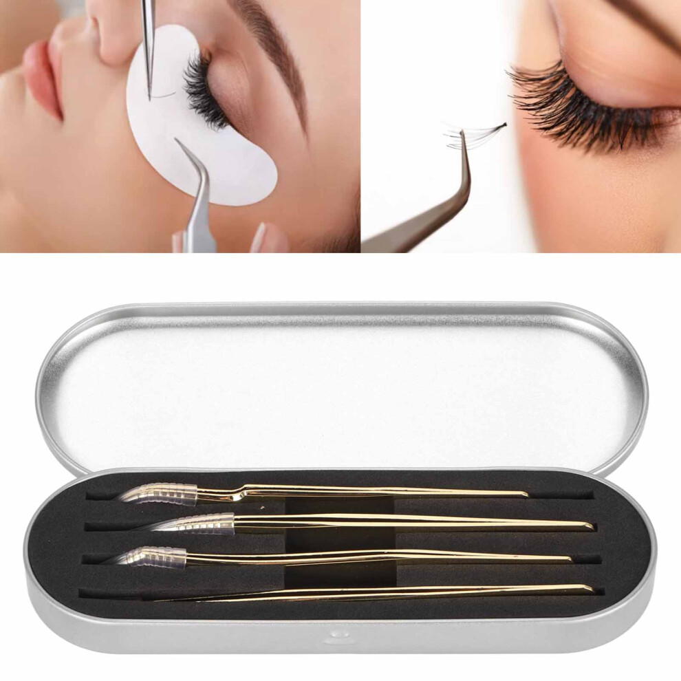 Gold Eyelash Extension Tweezers Set Professional Stainless Steel Durable Lash Tweezers For Individuals Beauty Salon Metal
