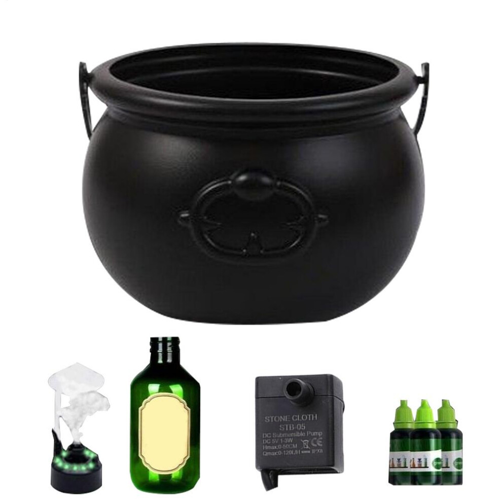 Rowjow Halloween Witches Cauldron With Floating Potion Bottles Witch Jar Cauldron Pot Spooky Cauldron Bowl For Holiday Haunted Black