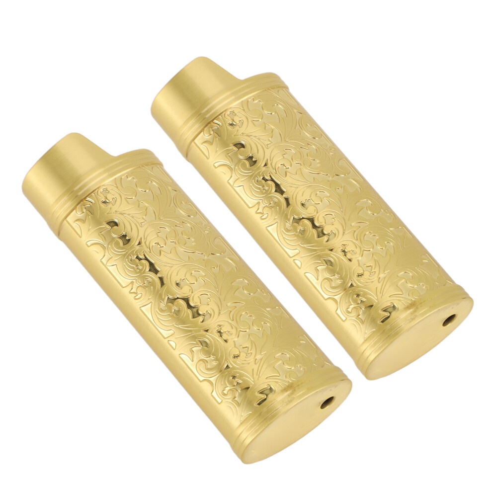 Gold 2 Pcs Lighter Case Zinc Alloy Vintage Floral Stamped Classical Elegant Lighter Sleeve Cover