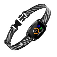 (Colour screen vibration model,black)Smart Color Screen Anti-Bark Dog Collar with Vibration, Automatic Dog Trainer Pet Training Tool, Black