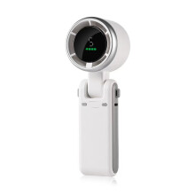 (white,N607)High-Speed Turbo Handheld Fan Portable Neck Hanging Silent Office Fan USB Rechargeable 5 Speeds 3-6 Hours Runtime
