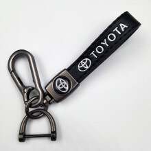 (Toyota,Matte gunmetal hardware)Genuine Leather Car Keychain with Logo Anti-Loss Key Ring for Multiple Car Models