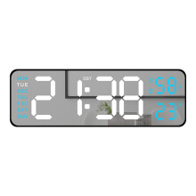 (blue)Multi-function LED Digital Clock with Large Display, Modern Design, Wall Mountable or Tabletop