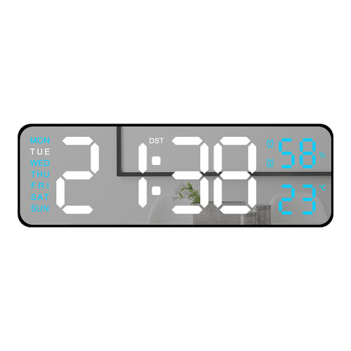 (blue)Multi-function LED Digital Clock with Large Display, Modern Design, Wall Mountable or Tabletop