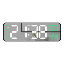 (green)Multi-function LED Digital Clock with Large Display, Modern Design, Wall Mountable or Tabletop