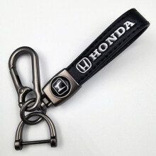 (honda,Matte gunmetal hardware)Genuine Leather Car Keychain with Logo Anti-Loss Key Ring for Multiple Car Models