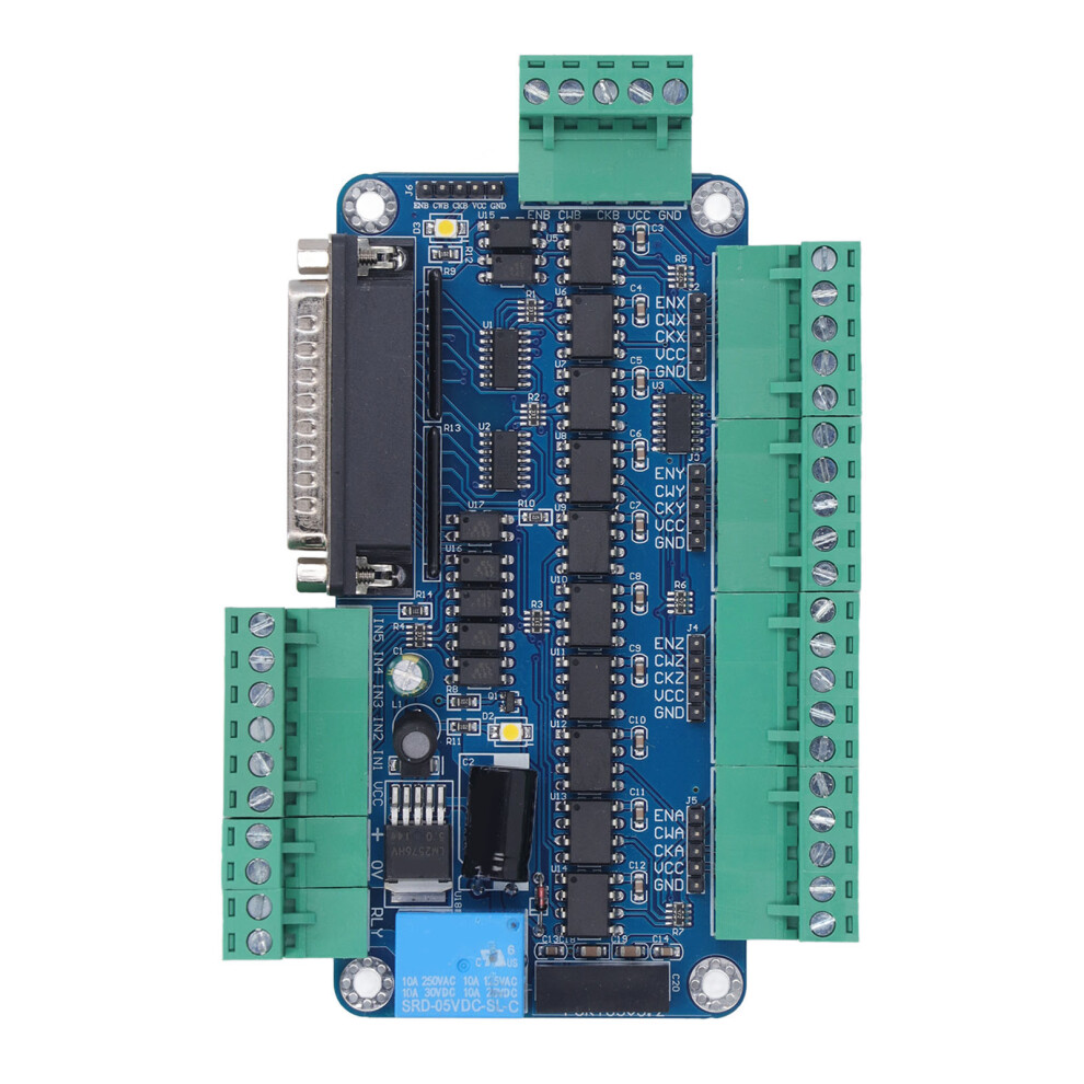 Cnc Stepper Motor Controller Board 5 Axes Control Breakout Distribution For Mach3 12Â60V Dc 8481314459074