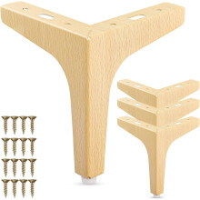 (15cm, Natural Wood) 5 inch Metal Furniture Legs, Set of 4 Modern Iron Diamond Triangle Furniture Feet DIY Replacement Walnut for Cabinet Cupboard Sofa Couch Chair