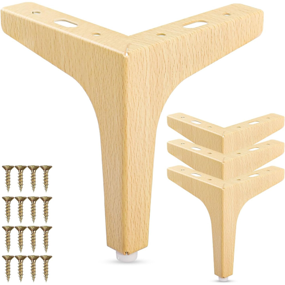 (15Cm, Natural Wood) 5 Inch Metal Furniture Legs, Set Of 4 Modern Iron Diamond Triangle Furniture Feet Diy Replacement Walnut For Cabinet Cupboard Sof 749691453244