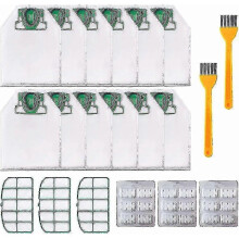 12 Bags for Vorwerk Kobold Vk200 Fp200 Vacuum Cleaner with 3 X Motor Filters, 18 X Scented Chips, 2 X Brushes, Replacement Bags for Kobold Vk200 Fp200